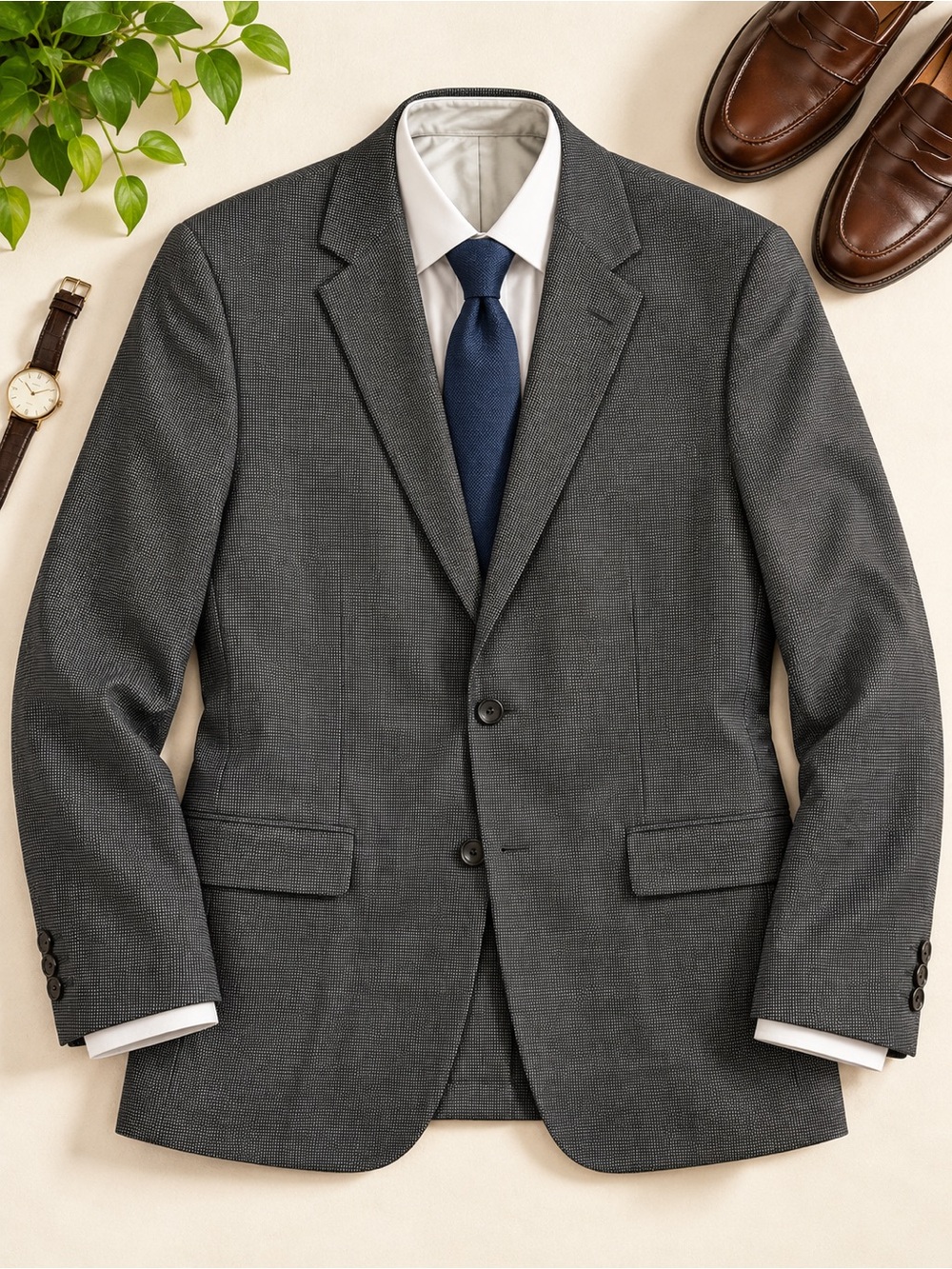 BOSS Hugo Boss Colombo Men’s 48R Micro-Pattern Wool Blend Blazer
